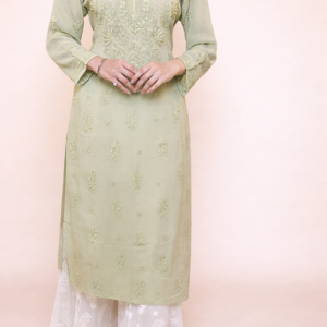 viscose georgette chikankari kurti